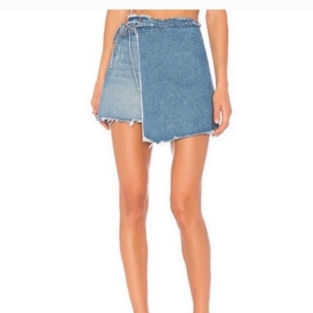grlfrnd ella wrap denim skirt